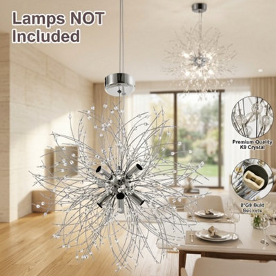Crystal Ceiling Light Chandelier 8 Lights Dandelion Pendant Lamp Modern from B&Q