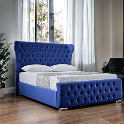 UKBEDFURNITURE Isabella Blue Slatted Base Upholstered Gas Lift Ottoman Storage Bed With 48 Inch Headboard from B&Q