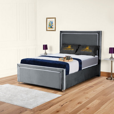 UKBEDFURNITURE Ariana Steel Plush Valvet Upholstered Gas Lift Ottoman Storage Bed With 10 Inch Orthopedic Mattres48 Inch Headboard from B&Q