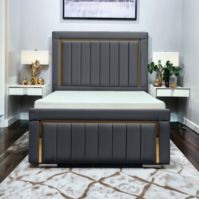 UKBEDFURNITURE Princess Steel Plush Valvet Upholstered Bed Frame OnlySlatted Base48 Inch Headboard from B&Q