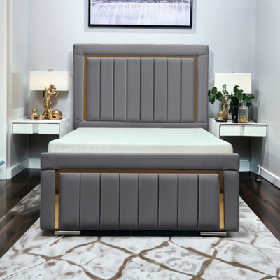 UKBEDFURNITURE Princess Grey Plush Valvet Upholstered Gas Lift Ottoman Storage Bed With 48 Inch Headboard from B&Q