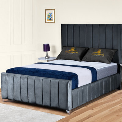 UKBEDFURNITURE Milano Steel Plush Valvet Upholstered Gas Lift Ottoman Storage Bed With 48 Inch Headboard from B&Q