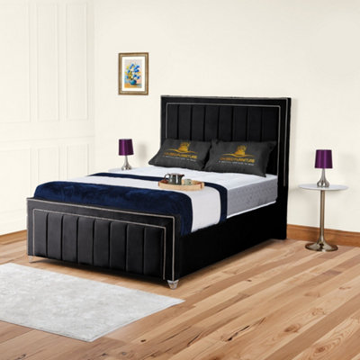 UKBEDFURNITURE Fiona Black Plush Valvet Upholstered Gas Lift Ottoman Storage Bed With 10 Inch Orthopedic Mattres48 Inch Headboard from B&Q