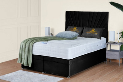 UKBEDFURNITURE Sunrise Plush Black End Opening Divan Ottoman Bed With 54 Inch Headboard from B&Q