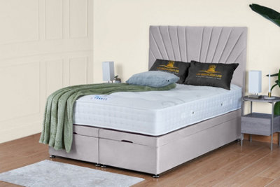 UKBEDFURNITURE Sunrise Plush Silver End Opening Divan Ottoman Bed With 54 Inch Headboard from B&Q