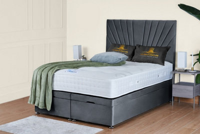 UKBEDFURNITURE Sunrise Plush Steel End Opening Divan Ottoman Bed With 54 Inch Headboard from B&Q