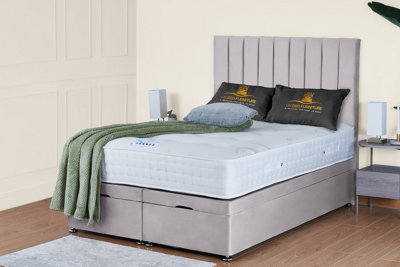 UKBEDFURNITURE Wilton Plush Silver End Opening Divan Ottoman Bed With 54 Inch Headboard from B&Q
