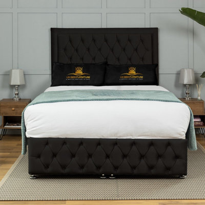 UKBEDFURNITURE Kingston Plush Black End Opening Divan Ottoman Bed With 54 Inch Headboard from B&Q