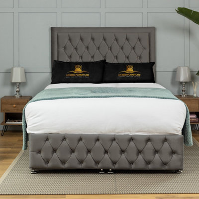 UKBEDFURNITURE Kingston Plush Steel End Opening Divan Ottoman Bed With 54 Inch Headboard from B&Q
