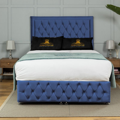 UKBEDFURNITURE Kingston Plush Blue End Opening Divan Ottoman Bed With 54 Inch Headboard from B&Q