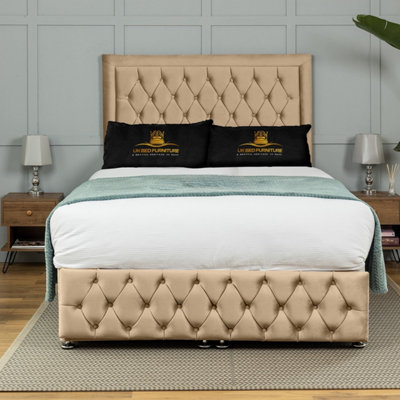 UKBEDFURNITURE Kingston Plush Beige End Opening Divan Ottoman Bed With 54 Inch Headboard from B&Q