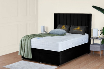UKBEDFURNITURE Victoria Plush Black End Opening Divan Ottoman Bed With 54 Inch Headboard & 10 Inch Orthopaedic Mattress from B&Q