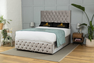UKBEDFURNITURE Monaco Plush Silver End Opening Divan Ottoman Bed With 54 Inch Headboard from B&Q