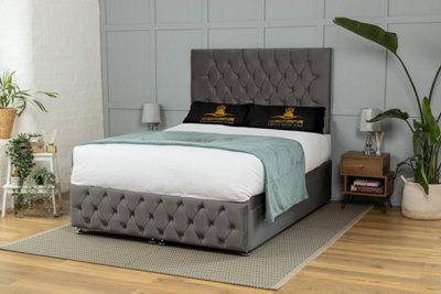 UKBEDFURNITURE Monaco Plush Steel End Opening Divan Ottoman Bed With 54 Inch Headboard from B&Q