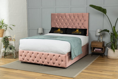 UKBEDFURNITURE Monaco Plush Pink End Opening Divan Ottoman Bed With 54 Inch Headboard from B&Q