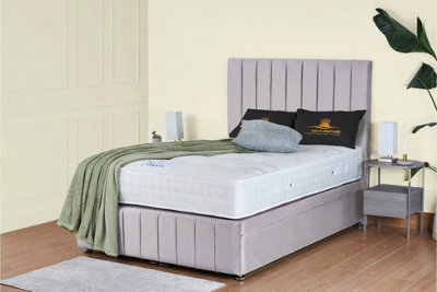 UKBEDFURNITURE Hamilton Plush Silver End Opening Divan Ottoman Bed With 54 Inch Headboard from B&Q