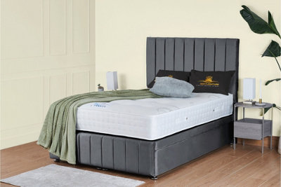 UKBEDFURNITURE Hamilton Plush Steel End Opening Divan Ottoman Bed With 54 Inch Headboard from B&Q