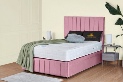 UKBEDFURNITURE Hamilton Plush Pink End Opening Divan Ottoman Bed With 54 Inch Headboard from B&Q