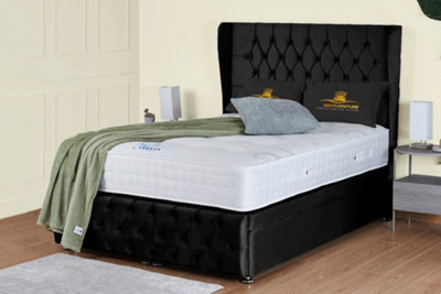 UKBEDFURNITURE Edwina Plush Black End Opening Divan Ottoman Bed With 54 Inch Headboard from B&Q