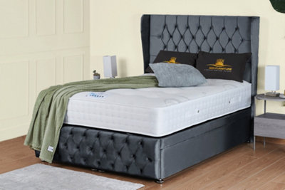 UKBEDFURNITURE Edwina Plush Steel End Opening Divan Ottoman Bed With 54 Inch Headboard from B&Q