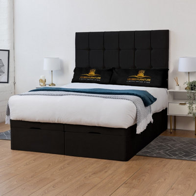 UKBEDFURNITURE Florence Plush Black End Opening Divan Ottoman Bed With 54 Inch Headboard from B&Q