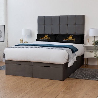 UKBEDFURNITURE Florence Plush Steel End Opening Divan Ottoman Bed With 54 Inch Headboard from B&Q