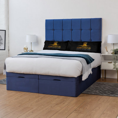 UKBEDFURNITURE Florence Plush Blue End Opening Divan Ottoman Bed With 54 Inch Headboard from B&Q
