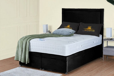 UKBEDFURNITURE Hanna Plush Black End Opening Divan Ottoman Bed With 54 Inch Headboard from B&Q