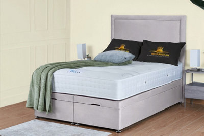 UKBEDFURNITURE Hanna Plush Silver End Opening Divan Ottoman Bed With 54 Inch Headboard from B&Q