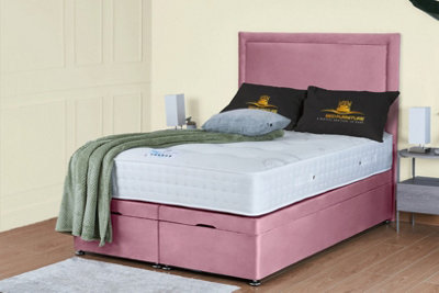 UKBEDFURNITURE Hanna Plush Pink End Opening Divan Ottoman Bed With 54 Inch Headboard from B&Q