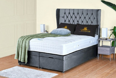 UKBEDFURNITURE Bronte Plush Steel End Opening Divan Ottoman Bed With 54 Inch Headboard from B&Q