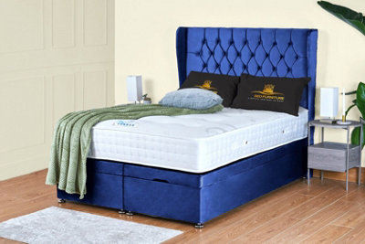 UKBEDFURNITURE Bronte Plush Blue End Opening Divan Ottoman Bed With 54 Inch Headboard from B&Q