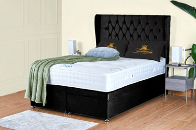 UKBEDFURNITURE Bronte Plush Black End Opening Divan Ottoman Bed With 54 Inch Headboard & 10 Inch Orthopaedic Mattress from B&Q