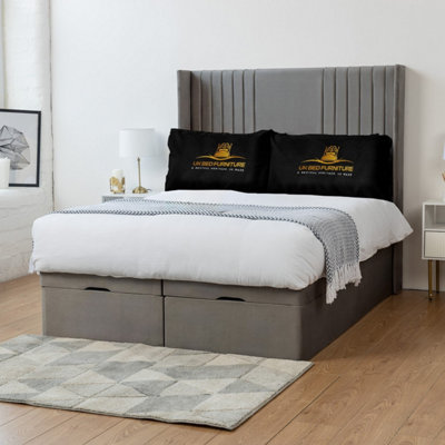 UKBEDFURNITURE Luxor Plush Grey End Opening Divan Ottoman Bed With 54 Inch Headboard from B&Q