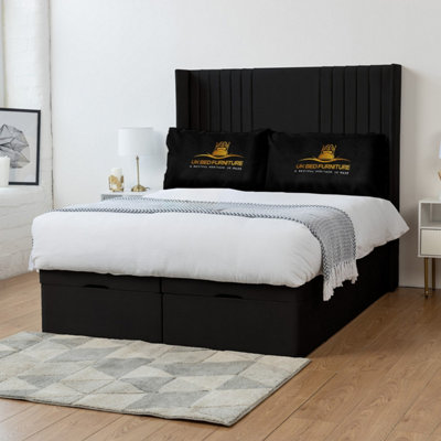 UKBEDFURNITURE Luxor Plush Black End Opening Divan Ottoman Bed With 54 Inch Headboard from B&Q