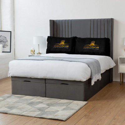 UKBEDFURNITURE Luxor Plush Steel End Opening Divan Ottoman Bed With 54 Inch Headboard from B&Q