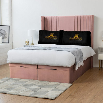 UKBEDFURNITURE Luxor Plush Pink End Opening Divan Ottoman Bed With 54 Inch Headboard from B&Q