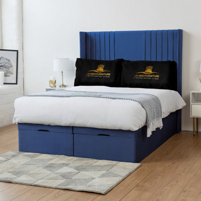 UKBEDFURNITURE Luxor Plush Blue End Opening Divan Ottoman Bed With 54 Inch Headboard from B&Q