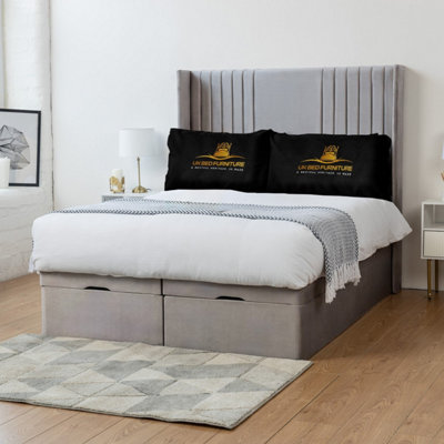 UKBEDFURNITURE Luxor Plush Silver End Opening Divan Ottoman Bed With 54 Inch Headboard & 10 Inch Orthopaedic Mattress from B&Q