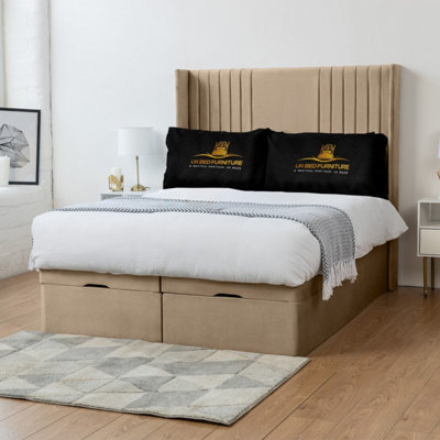 UKBEDFURNITURE Luxor Plush Beige End Opening Divan Ottoman Bed With 54 Inch Headboard & 10 Inch Orthopaedic Mattress from B&Q