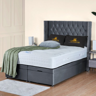 UKBEDFURNITURE Francesca Plush Steel End Opening Divan Ottoman Bed With 54 Inch Headboard from B&Q