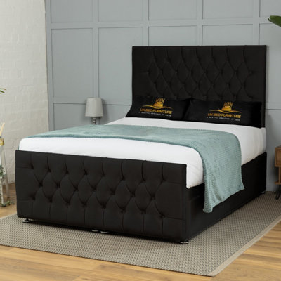 UKBEDFURNITURE Winchester Plush Black End Opening Divan Ottoman Bed With 54 Inch Headboard from B&Q