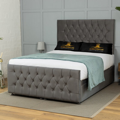 UKBEDFURNITURE Winchester Plush Steel End Opening Divan Ottoman Bed With 54 Inch Headboard from B&Q