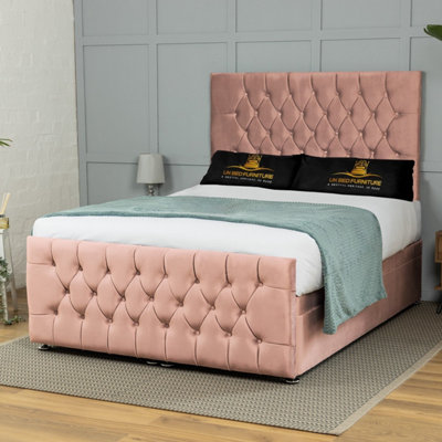 UKBEDFURNITURE Winchester Plush Pink End Opening Divan Ottoman Bed With 54 Inch Headboard from B&Q