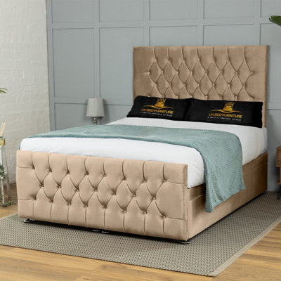 UKBEDFURNITURE Winchester Plush Beige End Opening Divan Ottoman Bed With 54 Inch Headboard from B&Q