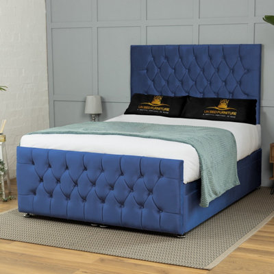 UKBEDFURNITURE Winchester Plush Blue End Opening Divan Ottoman Bed With 54 Inch Headboard & 10 Inch Orthopaedic Mattress from B&Q