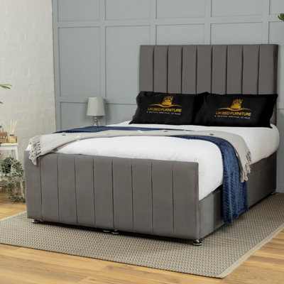 UKBEDFURNITURE Belvoir Plush Steel End Opening Divan Ottoman Bed With 54 Inch Headboard from B&Q