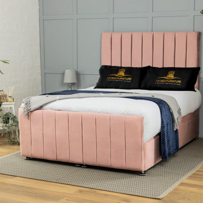 UKBEDFURNITURE Belvoir Plush Pink End Opening Divan Ottoman Bed With 54 Inch Headboard from B&Q