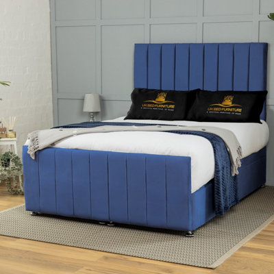 UKBEDFURNITURE Belvoir Plush Blue End Opening Divan Ottoman Bed With 54 Inch Headboard from B&Q