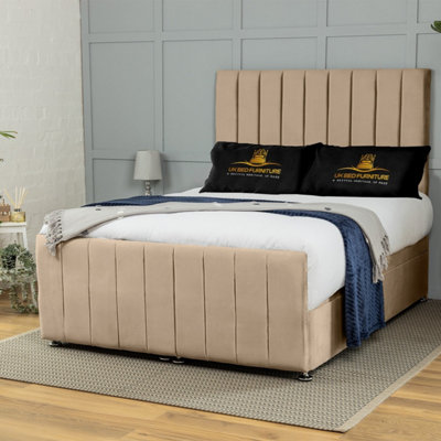 UKBEDFURNITURE Belvoir Plush Beige End Opening Divan Ottoman Bed With 54 Inch Headboard from B&Q